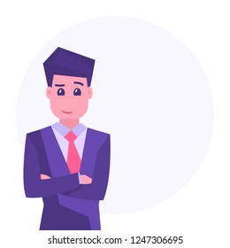 Businessman with empty space for text. Flat design Vector illustration.