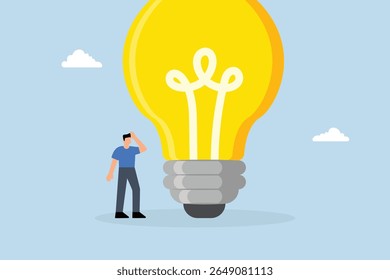 businessman entrepreneur who thinks with big oversized idea bulb.