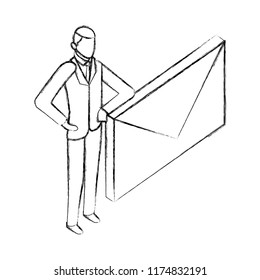 businessman with envelope messsage mail