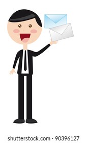 businessman with envelope over white background. vector