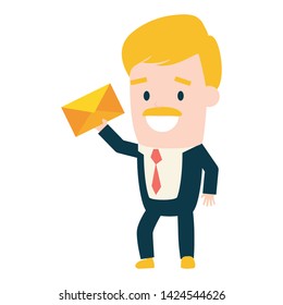 businessman with envelope send email vector illustration
