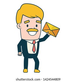 businessman with envelope send email vector illustration