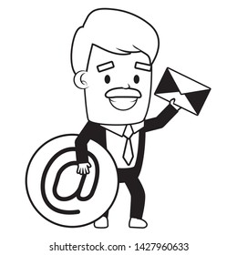 businessman with envelope send email vector illustration