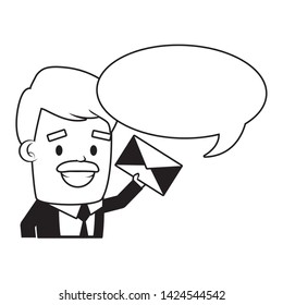 businessman with envelope talk bubble send email vector illustration