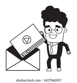 businessman with envelope web send email vector illustration