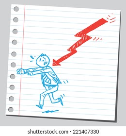 Businessman escape in front of arrow
