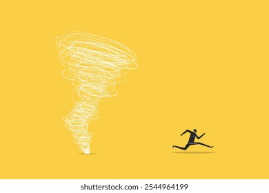 Businessman escape on the tornado. concept of under pressure. risk, financial, and tax