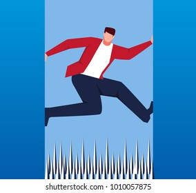 Businessman escape the trap