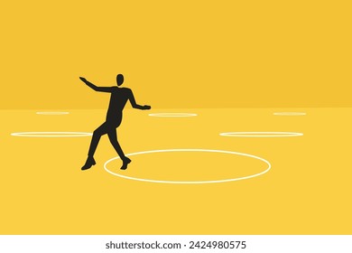 Businessman escape from trap. concept of escape from comfort zone, experience new challenge and break free for freedom