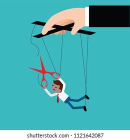 businessman escaping a controlling boss vector illustrator