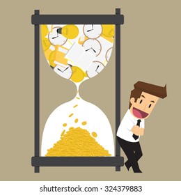 businessman exchange knowledge and time to money.vector