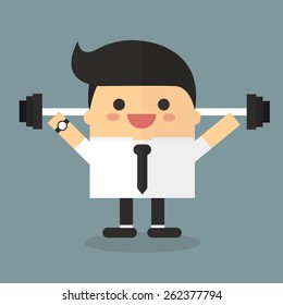 businessman exercising with a barbell
