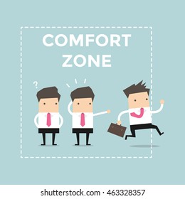 Businessman exit from comfort zone. vector