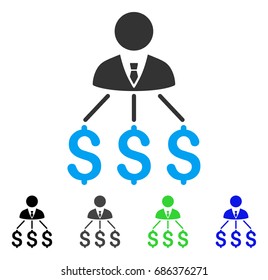 Businessman Expenses flat vector pictogram. Colored businessman expenses gray, black, blue, green icon versions. Flat icon style for application design.