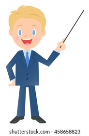 Businessman to explain with a pointing stick