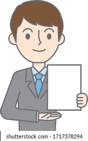 Businessman explaining with a board in his hand
