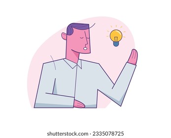 Empresario explicando un plan de ideas a la ilustración vectorial de colegas