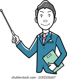 Businessman explaining with an instruction stick