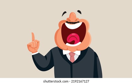 
Businessman Explaining and Putting His Finger Vector Cartoon Illustration. Excited business executive making an announcement 
