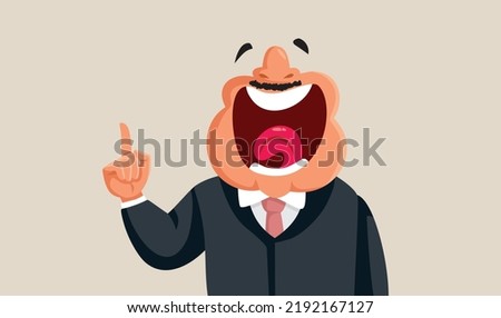 
Businessman Explaining and Putting His Finger Vector Cartoon Illustration. Excited business executive making an announcement 
