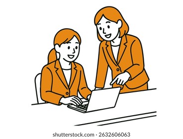 Businessman Explaining Something on a Computer Screen