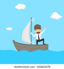 businessman exploring the sea adventure to find the treasure. vector