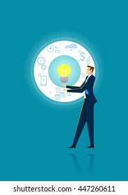 Businessman exposed his ideas. Business concept illustration.