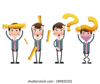 businessman with expression icon over white background
