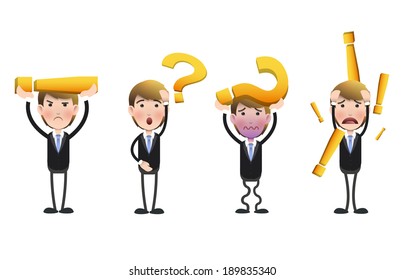 businessman with expression icon over white background