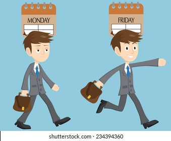 Businessman Expression From Monday To Friday