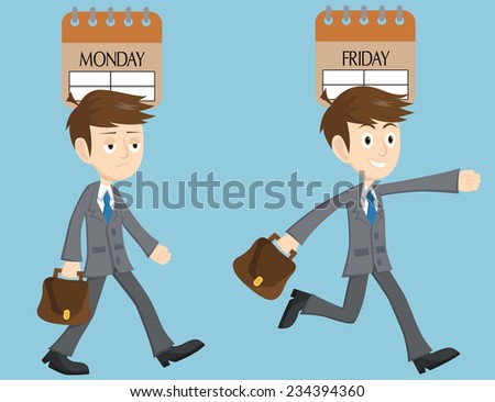 Businessman Expression From Monday To Friday