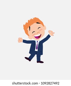 Businessman exulting in happiness