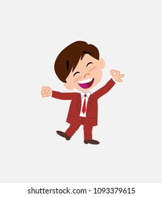 Businessman exulting in happiness