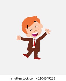 Businessman exulting in happiness