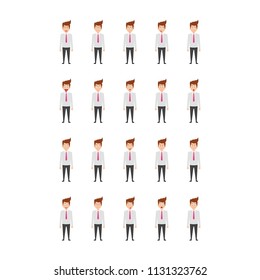 
Businessman Face Expressions Flat Vector Icons Set
