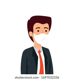businessman with face mask isolated icon vector illustration design