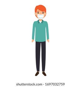 businessman with face mask isolated icon vector illustration design