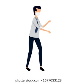 businessman with face mask isolated icon vector illustration design
