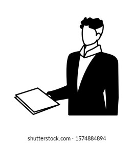 businessman faceless on white background vector illustration design