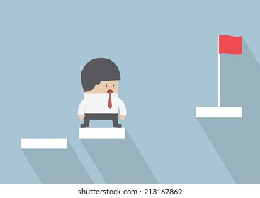Businessman facing with the missing step to success, VECTOR, EPS10