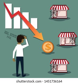 Businessman was failing from rents his houses - Vector Illustration
Real estate,Investment,Development,vector,Passive income
