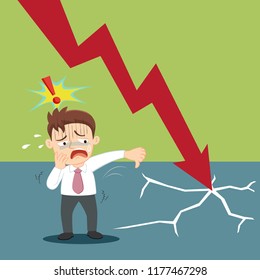Businessman failure down graph