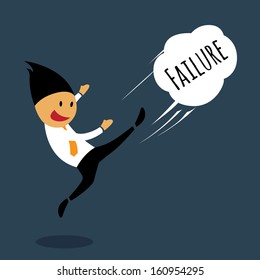 Businessman failure emotions by kicking away, conceptual illustration vector.