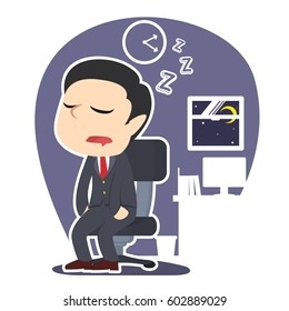 businessman fall asleep illustration design