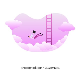 Businessman fall into the abyss. Falling businessman. Career growth. Vector illustration.