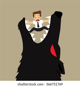 businessman fall into a trap devil wolf. vector