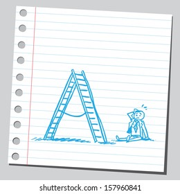 Businessman fall from ladder