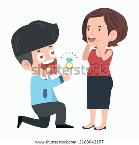 businessman Fall in love Cartoon marriage proposal