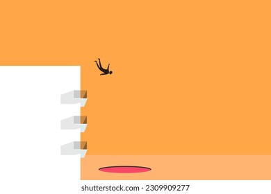 Businessman falling down. concept of Depression, risk, and sadness