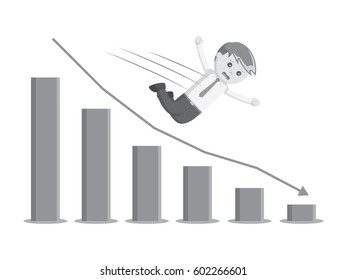 businessman falling down graphic black and white color style